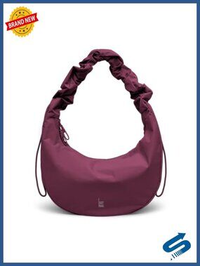 Vegan Crescent Shoulder Bag with Adjustable Ruffle Strap - Recycled Nylon